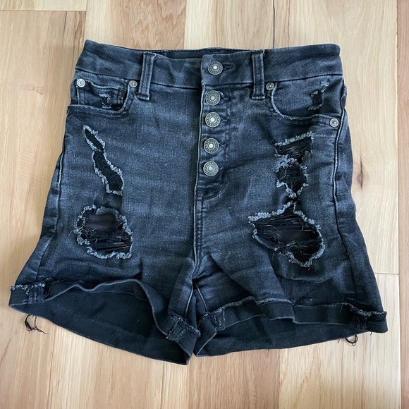 AE Ne(x)t Level Stretch Curvy Super Black Denim Short - Picture 3 of 4